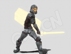武士铠甲勇士C4D低模模型(包含骨骼绑定和动画)