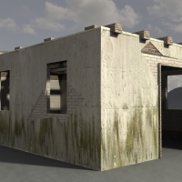 工业设施1-04：破旧厂房/破损砖房3D模型