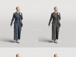 优雅女士拎包行走3D扫描人物模型 Humano Elegant woman walking with a bag 3D model