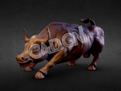 C4D华尔街铜牛雕塑公牛雕塑模型 Charging Bull
