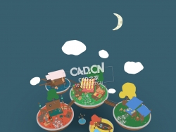 悬浮城市动漫建筑C4D模型 Cartoon Market