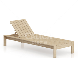 木制日光浴床C4D户外庭院家具模型下载