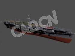 C4D海军舰艇军舰舰船-飞龙号航空母舰模型 Hiryu 1942 3d Model