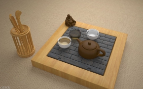 功夫茶具C4D模型（c4d for vray）Tea set