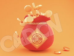 福袋溢出金币C4D动画模型