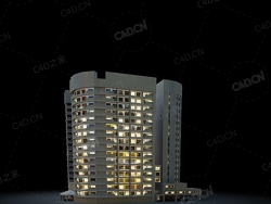 夜间摩天大楼办公楼写字楼C4D模型 Archmodels Vol.103_Night Skyscrapers - model-52