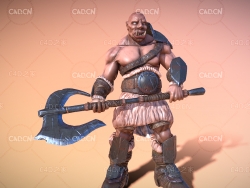 C4D手持巨斧兽人怪物模型(包含骨骼动画)
