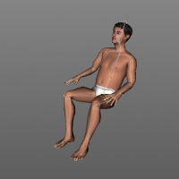 C4D裸体男人绑定模型（坐下动作） man01 nude V8.5 mot 14