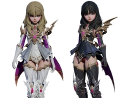 两个不同服装的天使女孩游戏角色Angela 3D_Model