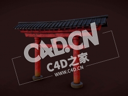 C4D中式门楼古建筑模型 Torii Gate-1
