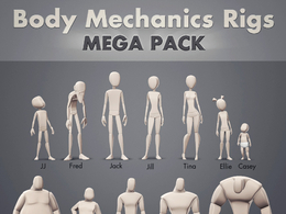 MAYA卡通绑定人物模型（12组）Body Mechanics Rigs - Mega Pack