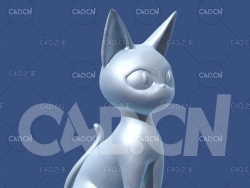 卡通猫咪角色雕塑C4D模型 JiJi