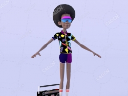 音乐狂热黑人马特奥卡通人物C4D模型mateo