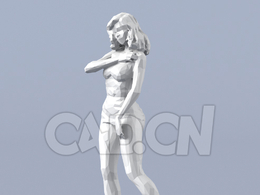 低面多边形卡通人物单手放胸前站立的女人模型