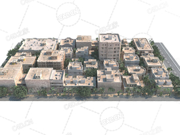 美国西部城区建筑群building c4d model
