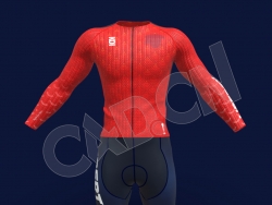 红色自行车手专业比赛服饰夹克运动服C4D模型