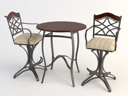 欧式铁艺桌椅 茶桌椅C4D模型 Tables and chairs -013 3d model