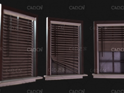 C4D三个百叶窗户模型