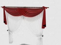 C4D客厅窗帘卧室窗帘室内窗帘模型 Curtain 3D Model-49