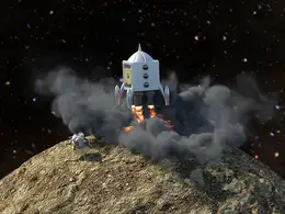 C4D月球火箭发射卡通动画工程 lunar logo cube