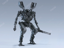 科幻机甲战士C4D模型Fly