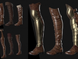 中世纪女性靴子3D模型 Artstation – Female Boots Set (OBJ+FBX格式)