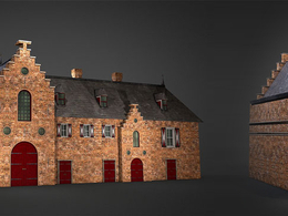 欧式旧砖房子C4D模型 C4D 3D Model Old Brick Houses