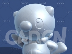水水獭动漫卡通角色雕塑C4D模型 Oshawott