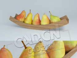 C4D弧形水果盘梨模型 Pears arc bowl