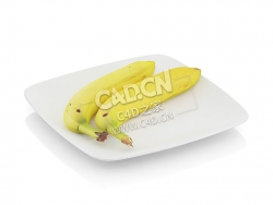 C4D两个香蕉水果模型 Two bananas