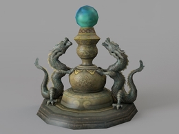 双龙戏珠 双龙吐珠C4D模型 Dragon Ball