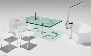 卫浴C4D模型合集：椅子,桌子,洗手池,洗手液（c4d for vray）