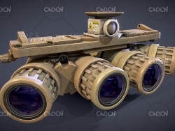 专业四目望远镜夜视镜精密仪器C4D模型