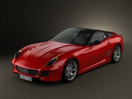 红色法拉利599XX跑车C4D模型 Ferrari 599 XX 3D Model