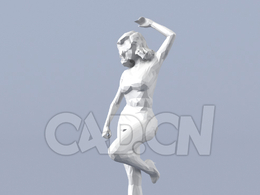 低面多边形卡通人物抬脚伸腰的女人模型