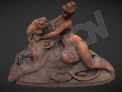 裸体女性与雄狮雕塑C4D模型 sculpture