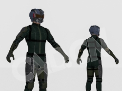 假面骑士头戴科幻头盔的男性战士C4D人物绑定模型IG_DEAD_Flare