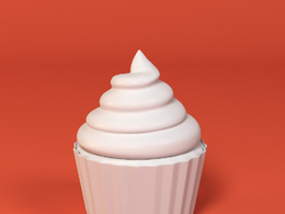 低面卡通纸杯蛋糕图标模型cupcake