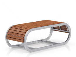 金属框架木凳C4D户外庭院家具模型下载