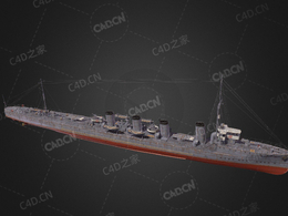 日本海军海风级驱逐舰第一级远洋一等驱逐舰C4D模型下载Umikaze 3d model