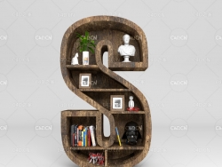 S字母书架 创意书架 bookshelf