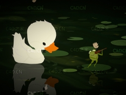 C4D小鸭子和青蛙动漫模型