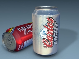 易拉罐啤酒C4D模型 Carlos Light Beer