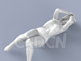 低面多边形卡通人物躺地上的女人模型