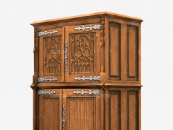 哥特式复古实木柜子C4D模型Gothic Cabinet