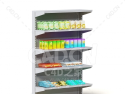 C4D商场超市小吃零食货架模型下载market shelf snacks