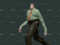 穿衬衣系领带走路的卡通男人角色C4D模型