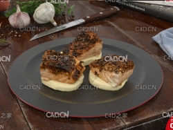 西餐：烤肉C4D模型 barbecue
