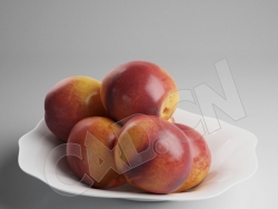 C4D一盘红色桃子水果模型 Peach