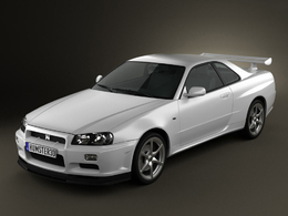 日产GTR跑车C4D模型 Nissan Skyline R34 GT-R coupe 1999 3D Model
